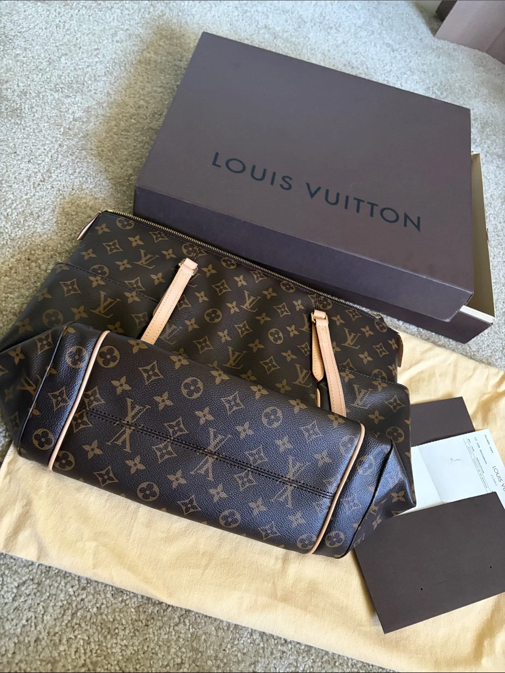 Authentic new Louis Vuitton Paperwork and Dust Bag in Cream and Brown - Picture 2 of 10